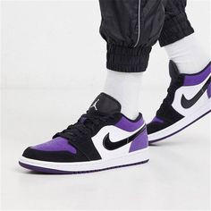 کتونی نایک جردن 1 لو مشکی بنفش (Jordan 1 Low Court Purple) مسترکوالیتی
