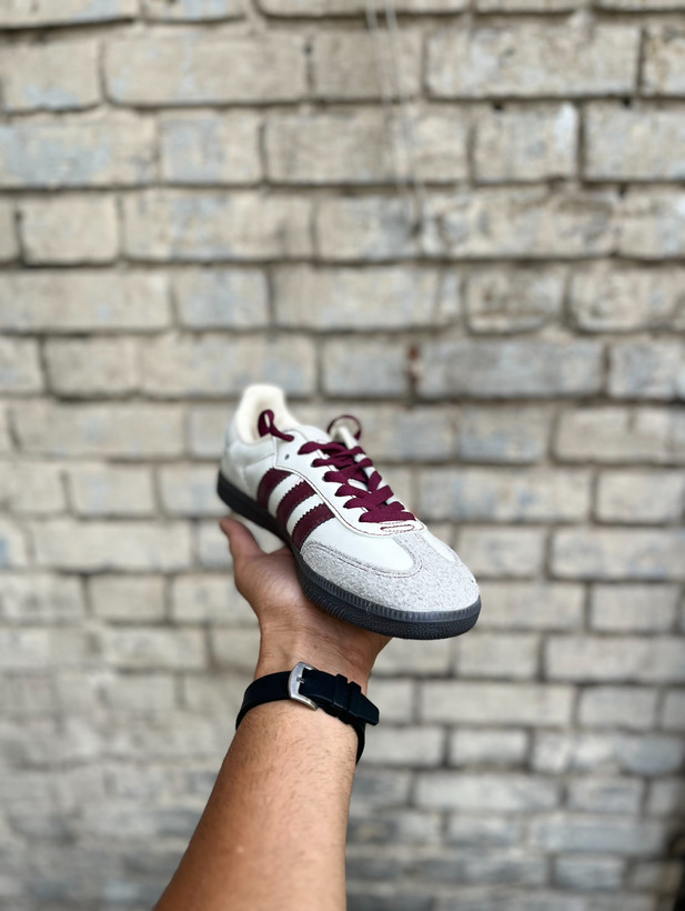 کتونی آدیداس سامبا کرم و زرشکی Adidas Samba Cream & Burgundy مسترکوالیتی