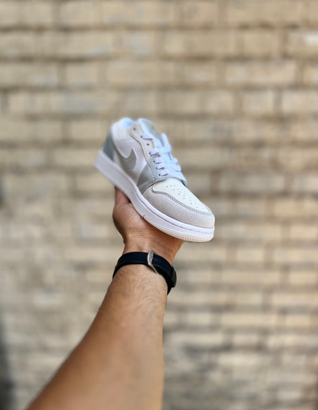 کتونی جردن وان لو پاریس سفید طوسی Air Jordan 1 مسترکوالیتی