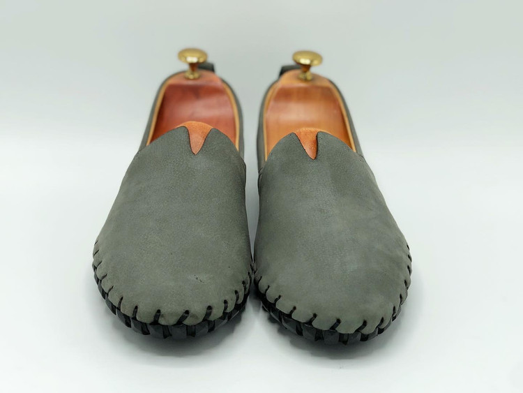 خرید قسطی کفش کالج مردانه چرمی طوسی با کفه طبی