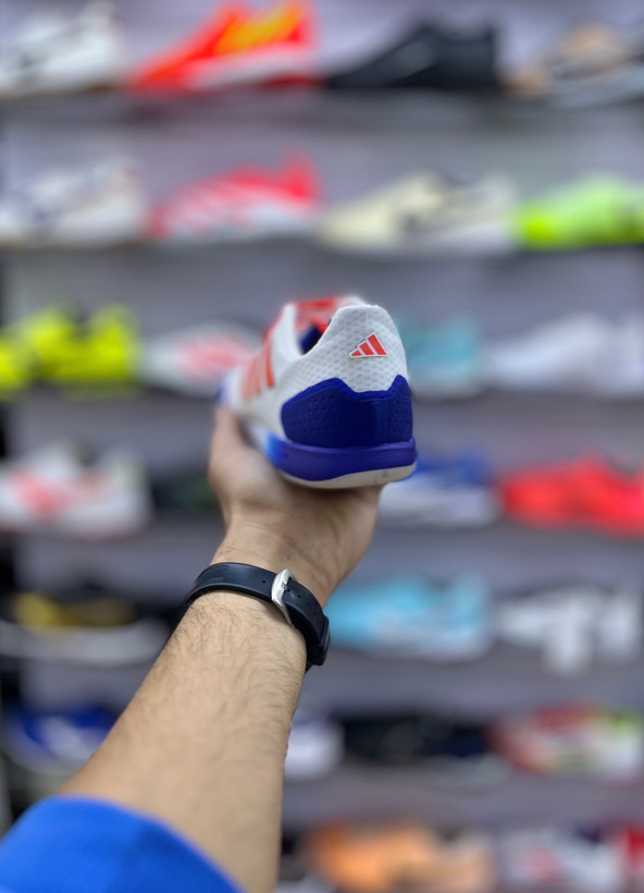 طراحی تکنیکی کفش فوتسال آدیداس Top Sala Competition سفید آبی اورجینال