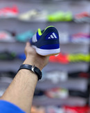 طراحی سبک و حرفهای کفش فوتسال آدیداس Top Sala Competition آبی سه خط سبز فسفری اورجینال