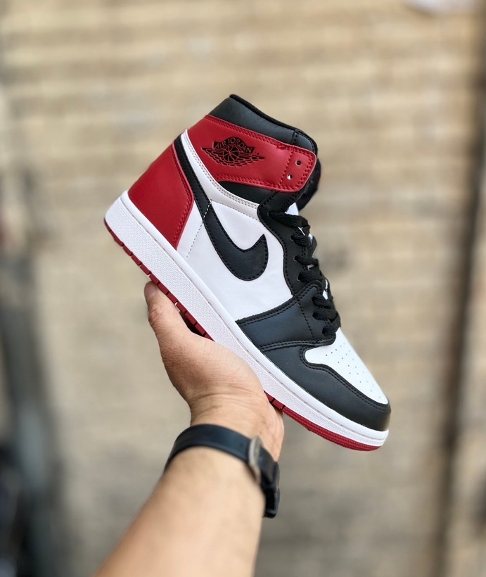 کتونی مردانه ایر جردن ۱ ساقدار مستر کوالیتی مدل ۲۰۲۵ رنگ مشکی و قرمز | Black Red سایز ۴۰ تا ۴۵