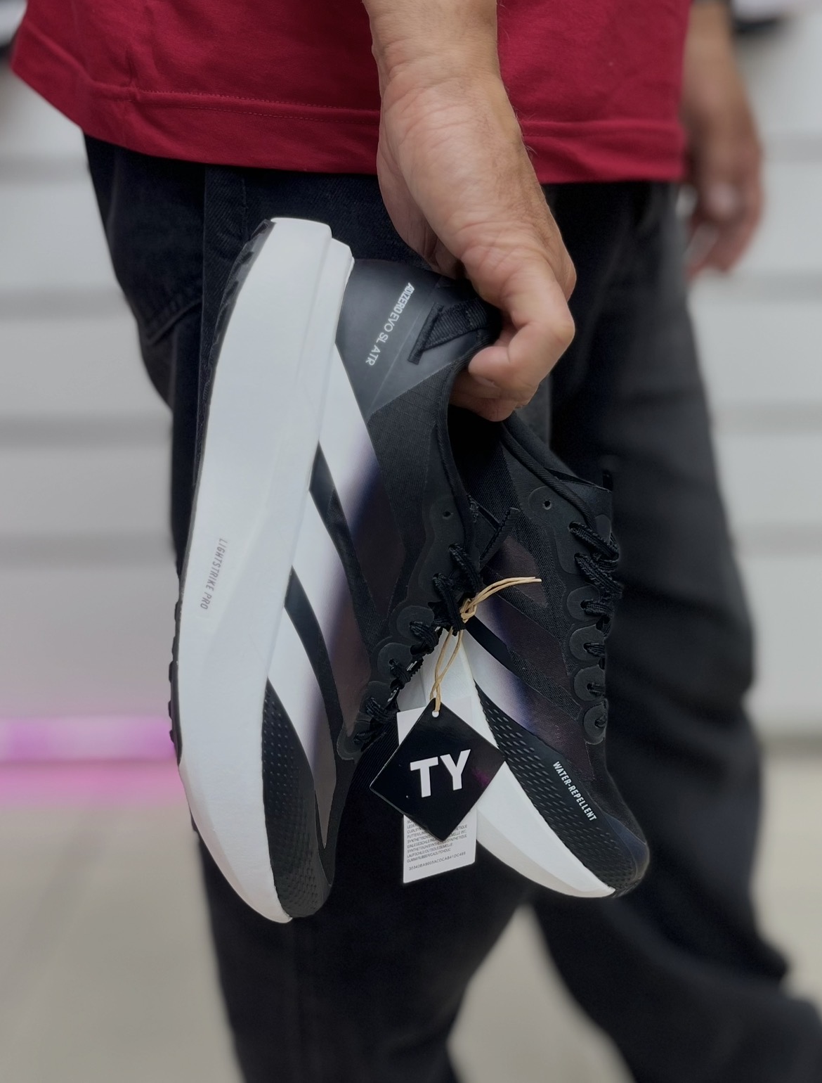 کتونی آدیداس آدیزیرو مشکی سفید یونیسکس مدل Adizero Evo SLATR مخصوص دویدن ع